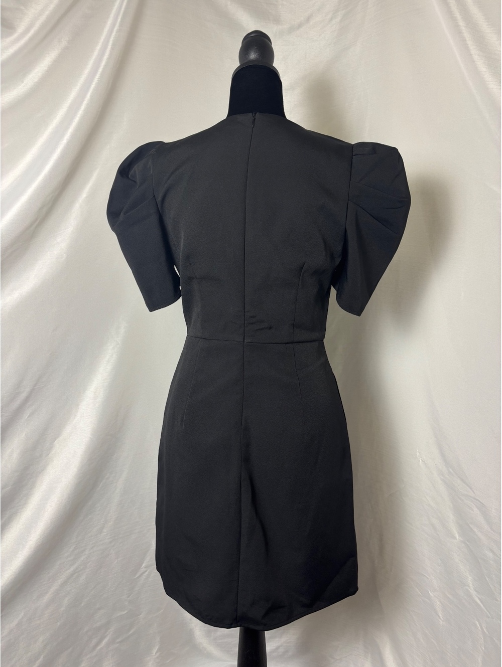 TCEC Mini Dress Women Small Black Excellent Puff Sleeve Bodycon Cocktail - Picture 3 of 4